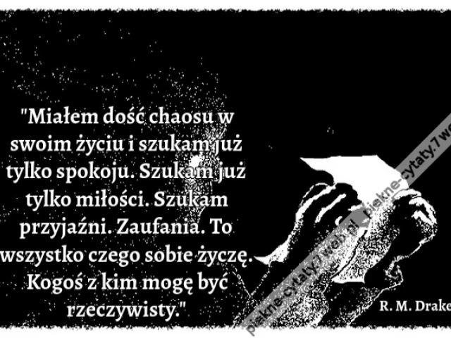 "Miałem dość chaosu w swoim życiu i szukam już tylko spokoju. Szukam już tylko miłości. Szukam przyjaźni. Zaufania. To wszystko czego sobie życzę. Kogoś z kim mogę być rzeczywisty."