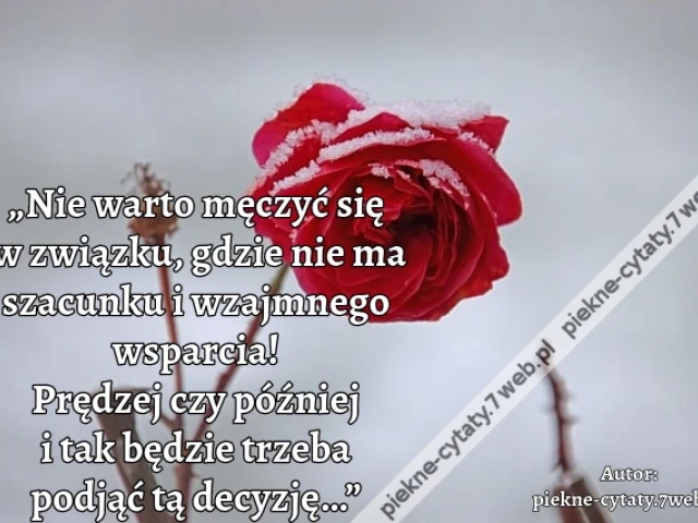 „Nie warto męczyć się w związku, gdzie nie ma szacunku i wzajmnego wsparcia! Prędzej czy później i tak będzie trzeba podjąć tą decyzję…”