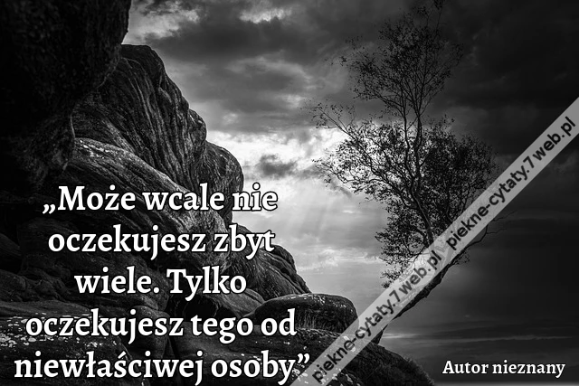 „Może wcale nie oczekujesz zbyt wiele. Tylko oczekujesz tego od niewłaściwej osoby”