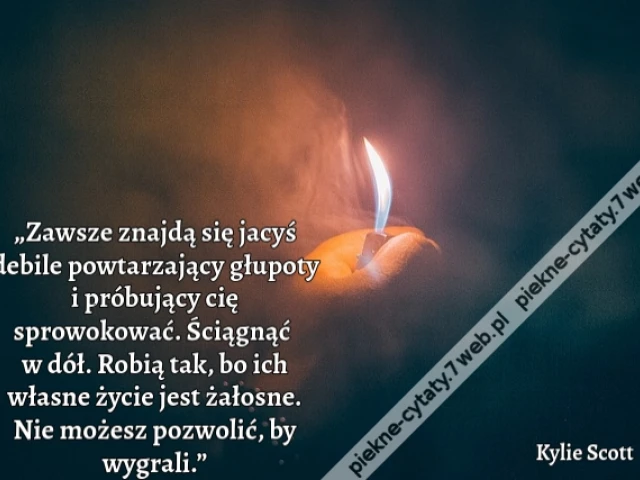 „Zawsze znajdą się jacyś debile powtarzający głupoty i próbujący cię sprowokować. Ściągnąć w dół. Robią tak, bo ich własne życie jest żałosne. Nie możesz pozwolić, by wygrali.”