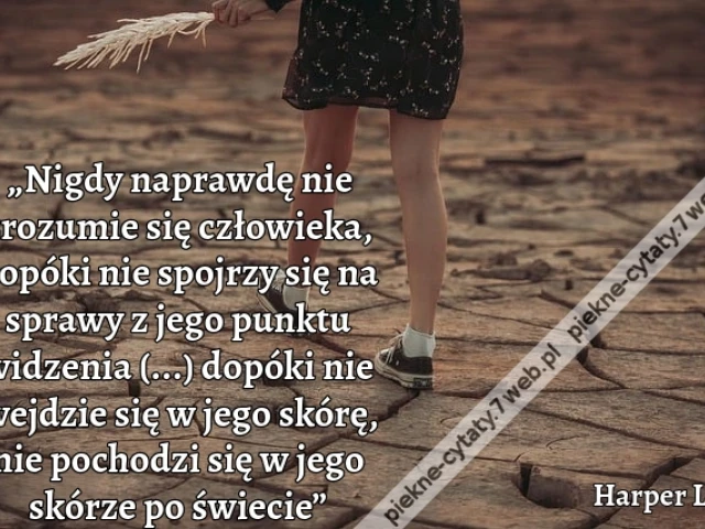 „Nigdy naprawdę nie zrozumie się człowieka, dopóki nie spojrzy się na sprawy z jego punktu widzenia (...) dopóki nie wejdzie się w jego skórę, nie pochodzi się w jego skórze po świecie”