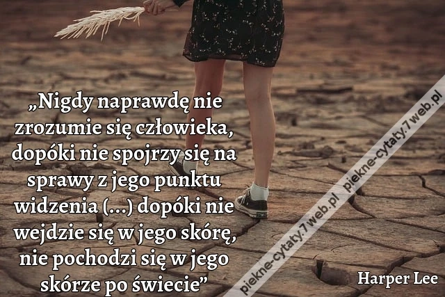 „Nigdy naprawdę nie zrozumie się człowieka, dopóki nie spojrzy się na sprawy z jego punktu widzenia (...) dopóki nie wejdzie się w jego skórę, nie pochodzi się w jego skórze po świecie”