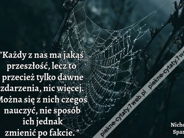 "Każdy z nas ma jakąś przeszłość, lecz to przecież tylko dawne zdarzenia, nic więcej. Można się z nich czegoś nauczyć, nie sposób ich jednak zmienić po fakcie."