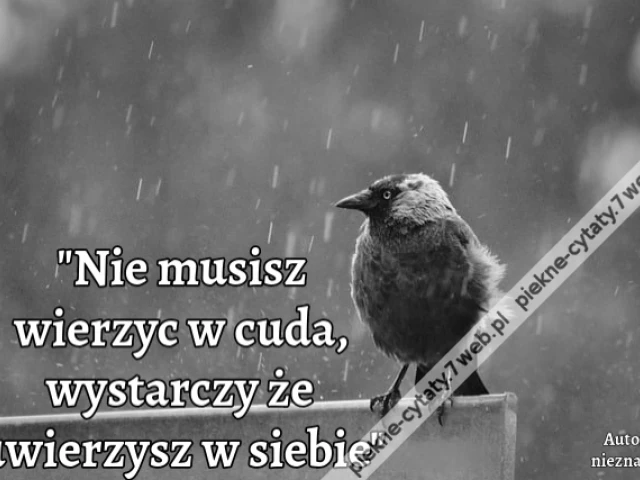 "Nie musisz wierzyc w cuda, wystarczy że uwierzysz w siebie"
