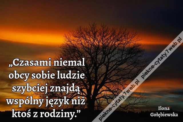 „Czasami niemal obcy sobie ludzie szybciej znajdą wspólny język niż ktoś z rodziny.”