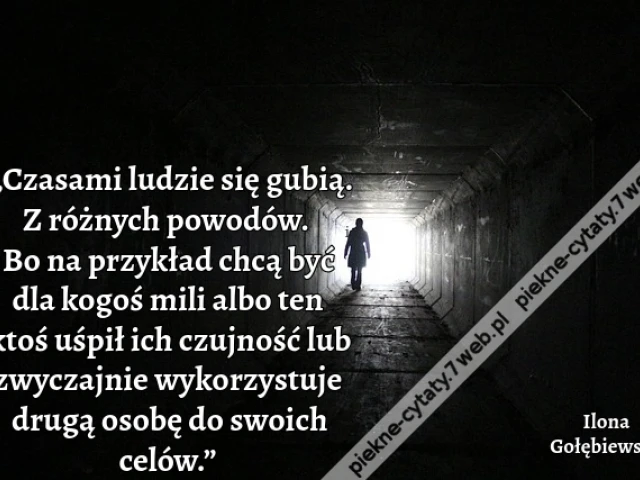 „Czasami ludzie się gubią. Z różnych powodów. Bo na przykład chcą być dla kogoś mili albo ten ktoś uśpił ich czujność lub zwyczajnie wykorzystuje drugą osobę do swoich celów.”