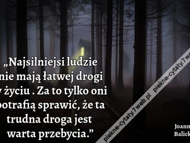 „Najsilniejsi ludzie nie mają łatwej drogi w życiu . Za to tylko oni potrafią sprawić, że ta trudna droga jest warta przebycia.”