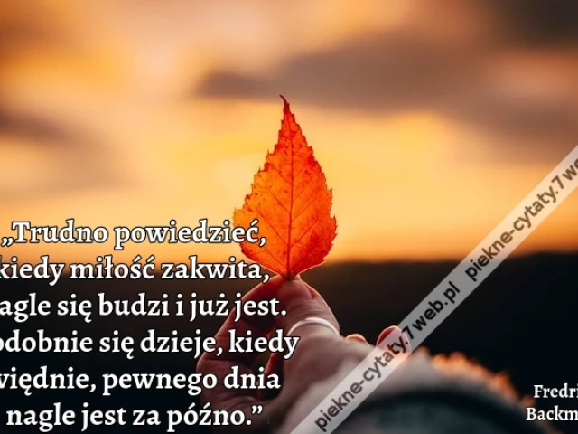 „Trudno powiedzieć, kiedy miłość zakwita, nagle się budzi i już jest. Podobnie się dzieje, kiedy więdnie, pewnego dnia nagle jest za późno.”