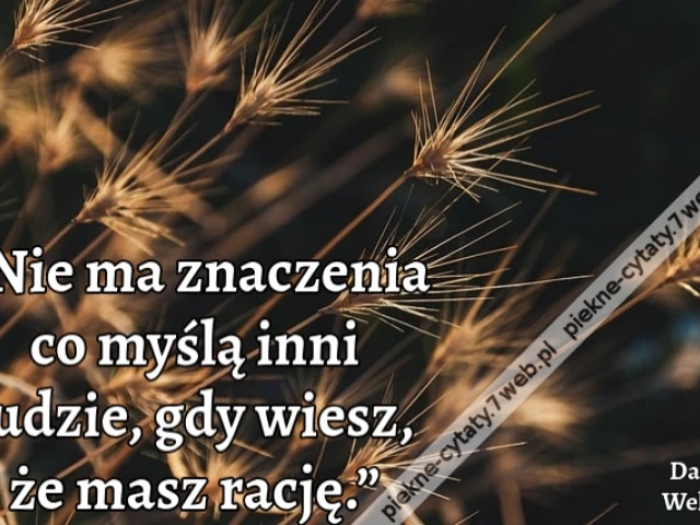 „Nie ma znaczenia co myślą inni ludzie, gdy wiesz, że masz rację.”