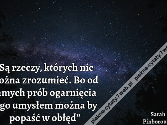 „Są rzeczy, których nie można zrozumieć. Bo od samych prób ogarnięcia tego umysłem można by popaść w obłęd”