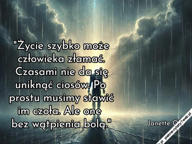 "Życie szybko może człowieka złamać. Czasami nie da się uniknąć ciosów. Po prostu musimy stawić im czoła. Ale one bez wątpienia bolą."