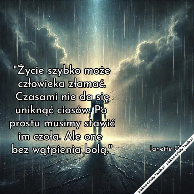 "Życie szybko może człowieka złamać. Czasami nie da się uniknąć ciosów. Po prostu musimy stawić im czoła. Ale one bez wątpienia bolą."